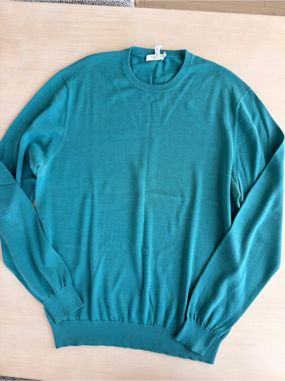 Suit Supply Teal Crewneck Sweater - Classic Lightweight Knit